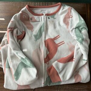 New Carter's Kid Girls 2 Piece White Llama Fleece Footie Pajamas and flowers